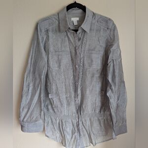 Chico's Gray Button-Up Shirt Size 2 (12)